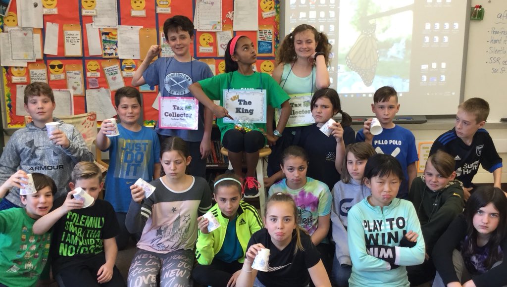 HedyArdito's tweet photo. Ss (colonists) began this activity with 15 pieces of candy. The king declared several unfair laws and colonists had to pay with candy. Most colonists had no candy left after the king’s tax collectors made their rounds. 
Taxation without Representation is not fair!! @CBGaymanES https://t.co/QPRY4kxWpX