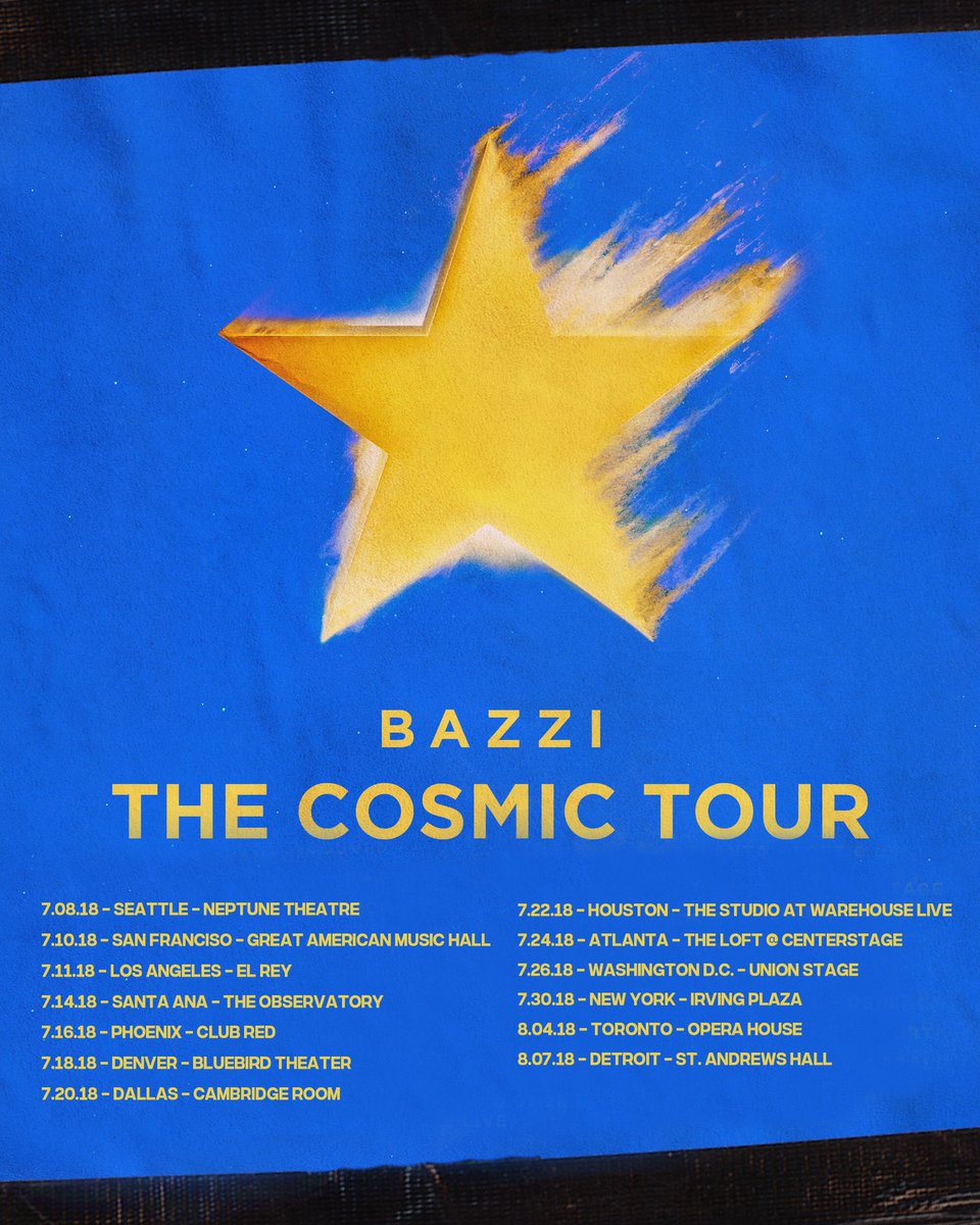 bazzi's tweet photo. THE COSMIC TOUR... coming to a city near you ⭐️ tix on sale this friday xx https://t.co/rxoVKwnwAF