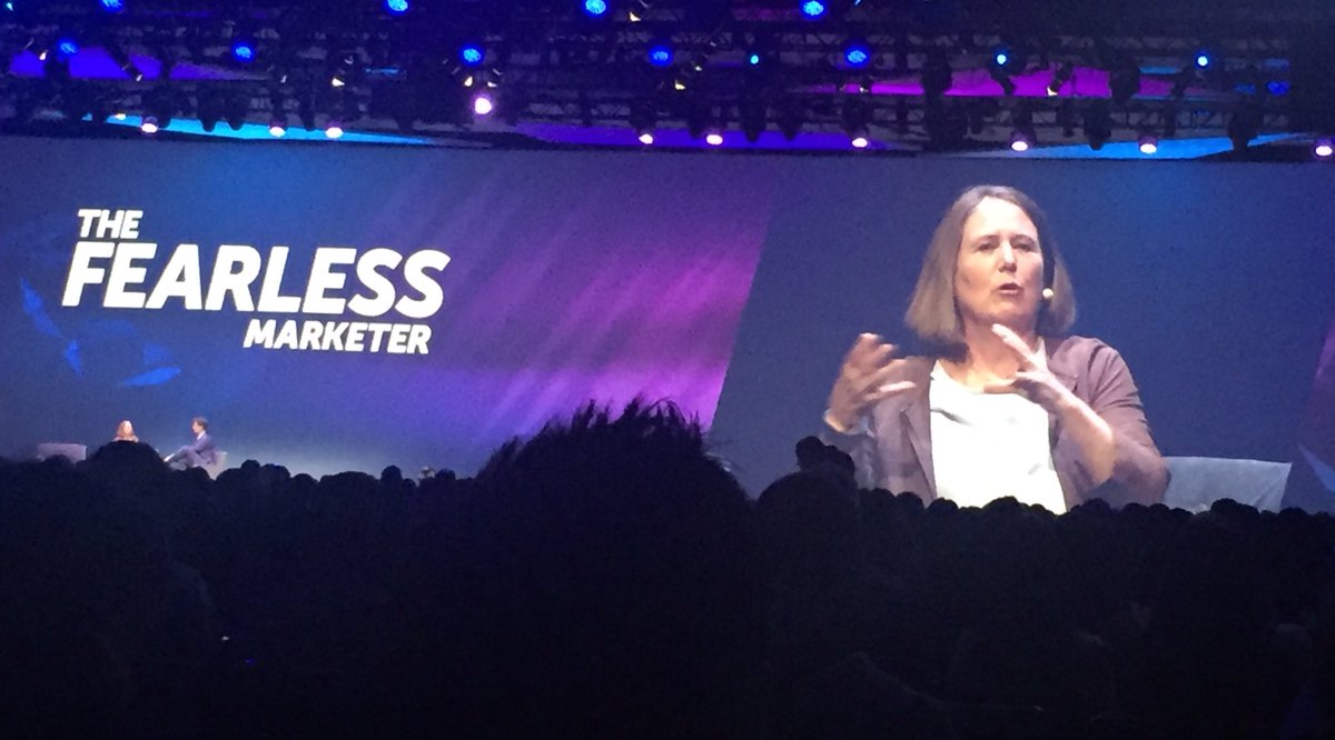 KraupaStef's tweet photo. Diane Greene, CEO @GCPcloud on it being risky in today’s world not to be #fearless @marketo #MKTGNation #marketo #googlecloud https://t.co/EG8lBNEJeT