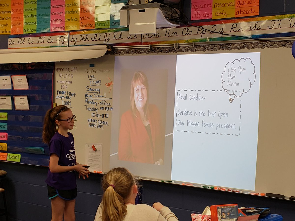 MissFitzBPS's tweet photo. Day 5 of #goodhumanproject presentations! Maddy Wahl, Candace Gregory with the @OpenDoorMission, Amber Vallier, Kelly Gomez-Johnson @benningtonelem https://t.co/r303spn5EF