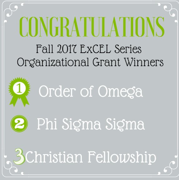 YCPLeaders's tweet photo. Congratulations to our spring ExCEL Series grant winners! These organizations are awarded grant money towards their leadership events &amp; programs for having the highest attendance at the ExCEL Series this semester #YCP @YCPOrderofOmega @PhiSigYCP https://t.co/22tzimXHGg