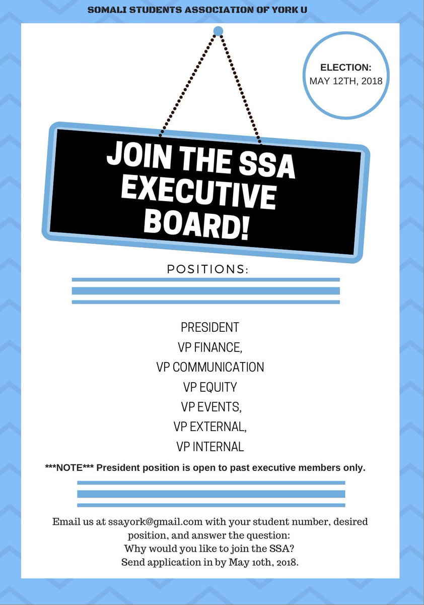 SSAYork's tweet photo. It’s that time of year! Interested in joining the SSA team? Now is your chance! Send in your applications before May 10th at 11:59pm! https://t.co/hIkJsN4ujd