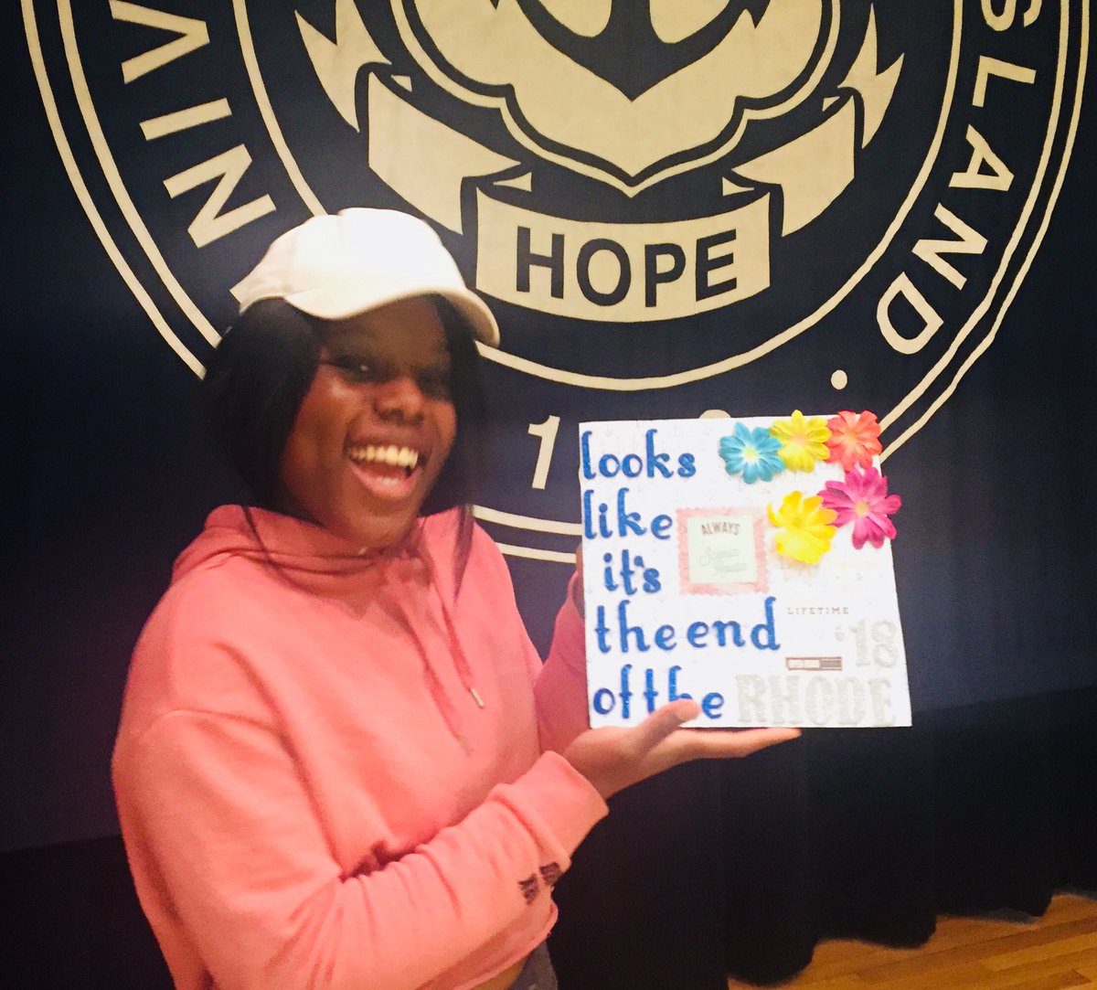 URI_MU's tweet photo. It’s just the beginning of a new Rhode! We’re going to miss the fantastic senior! Cap decorating in the Union until 3pm, supplies included #myuricap #URI @chelsee__x3 https://t.co/6KFCVXkRlR