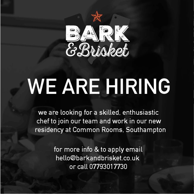 Any chefs looking for a new challenge please get in touch, we'd love to hear from you. We run an exciting BBQ street food kitchen in the heart of Southampton.
Please RT far and wide...

 #job #southampton #bbq # chef #streetfood #barbecue
