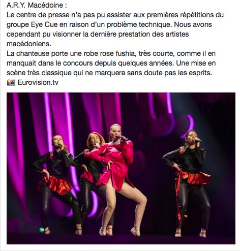 ESC_eurovision's tweet photo. Nos impressions sur la prestation de la #Macédoine ! #Eurovision #EyeCue https://t.co/hr5Q7dN535