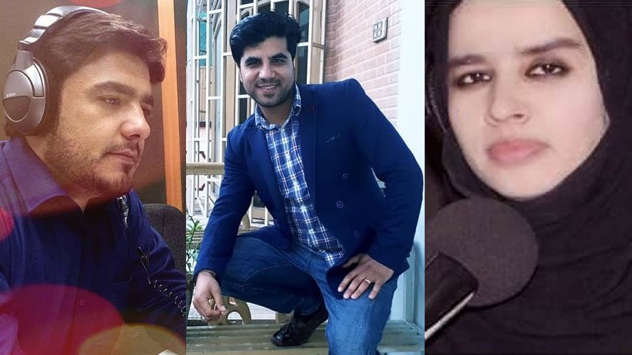 FrudBezhan's tweet photo. Sabawoon Kakar, Abadullah Hananzai, and Maharram Durrani, the three @DaRadioAzadi journalists killed today in #Kabul. A devastating day that has sunk our hearts to profound lows. #Afghanistan https://t.co/gBFb4qw4kn