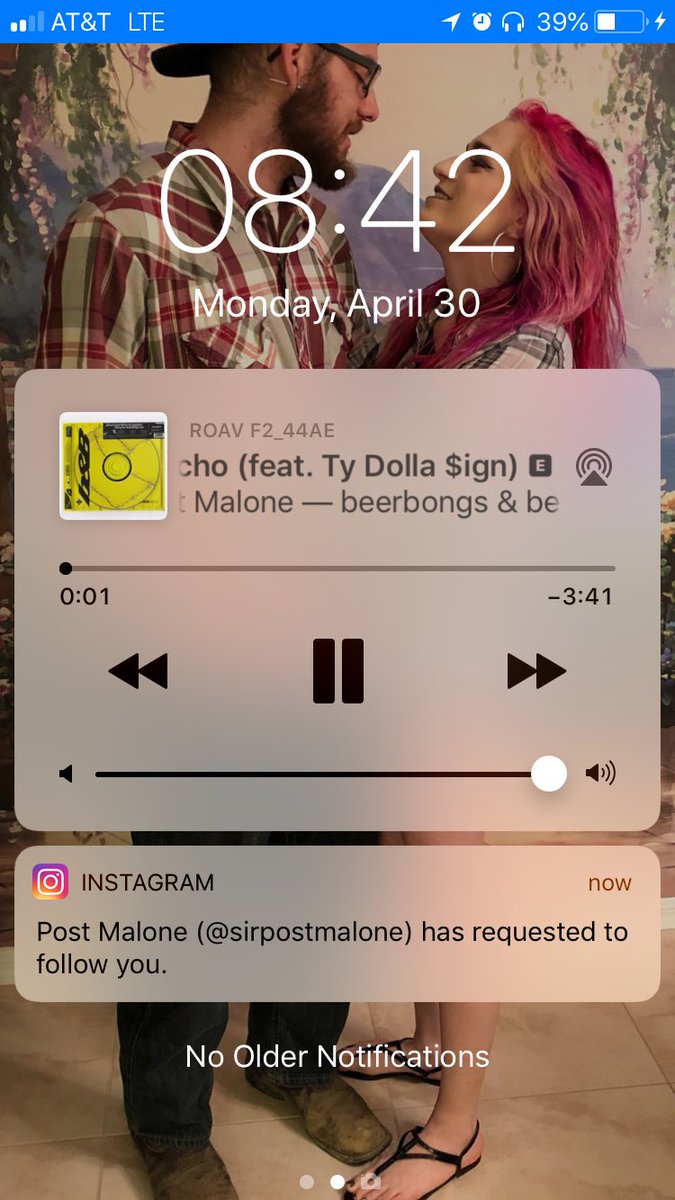 LabsTaylon's tweet photo. Had a mini heart attack. Thought @PostMalone had followed me on Instagram https://t.co/PduFbHFeJL