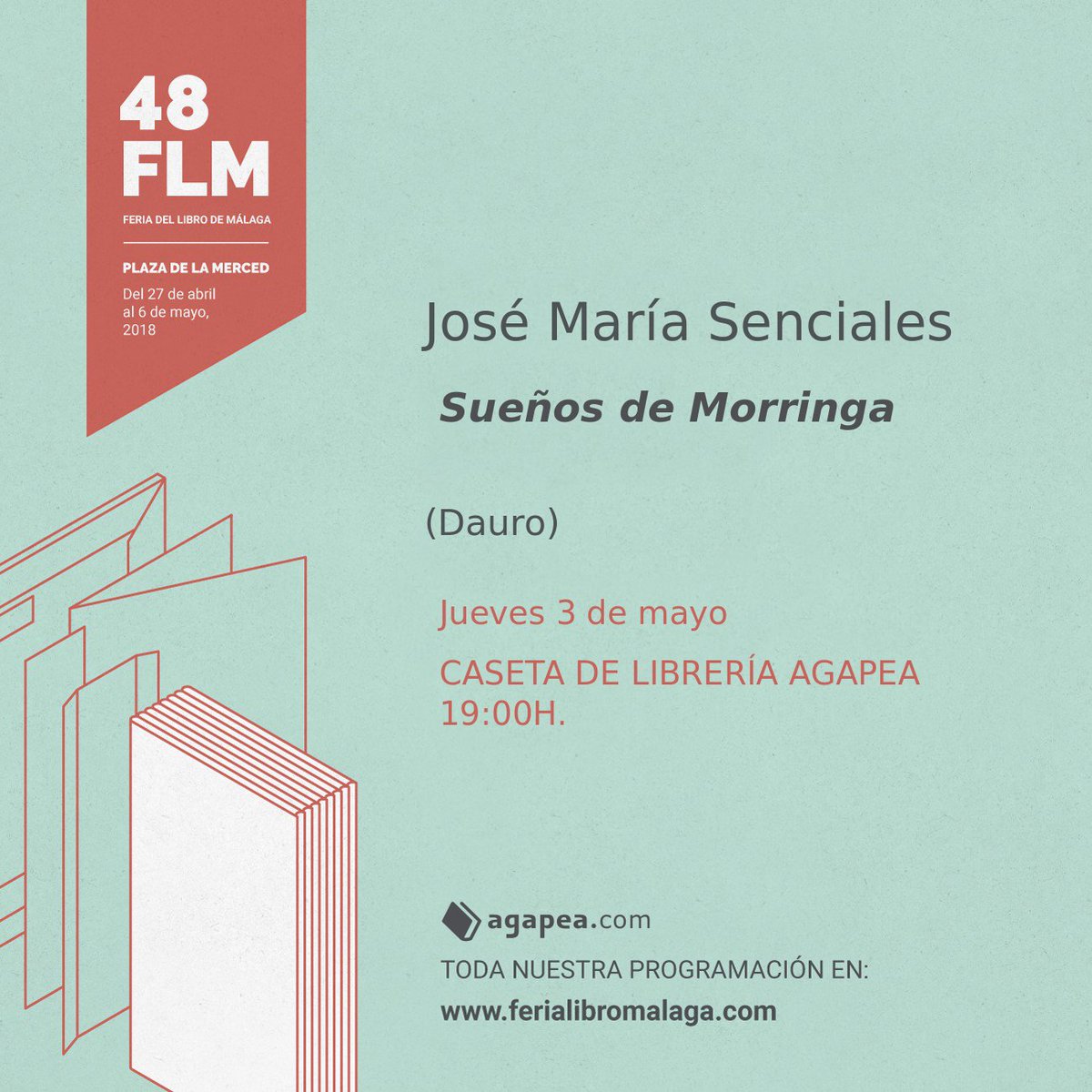 jomasengon's tweet photo. El próximo jueves día 3, en la Plaza de la Merced, a las 19:00 estaré firmando "Sueños de Morringa" en Agapea. OS ESPERO. https://t.co/8EWcuA41p2