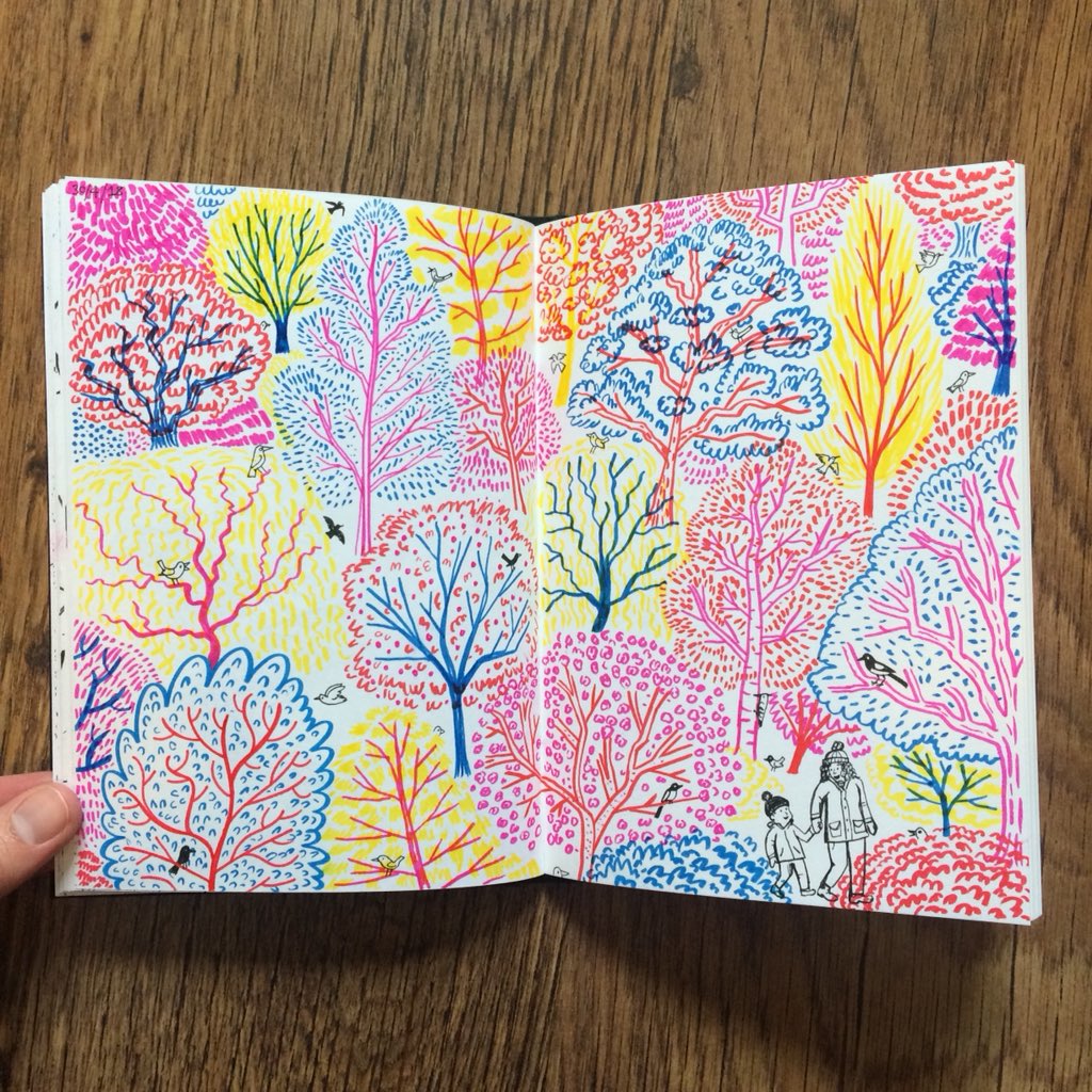 ardillustration's tweet photo. A walk in the woods. #colourful #trees #birds #picturebooks #kidlitart #mondaymotivation #naturelovers #sketch #sketchbook #sketchoftheday #drawing #drawingoftheday #illustration #illustrationart #illustrator #illustration_best #tombowdualbrushpens #unipen #drawingpractice https://t.co/dJYuVnH1dM