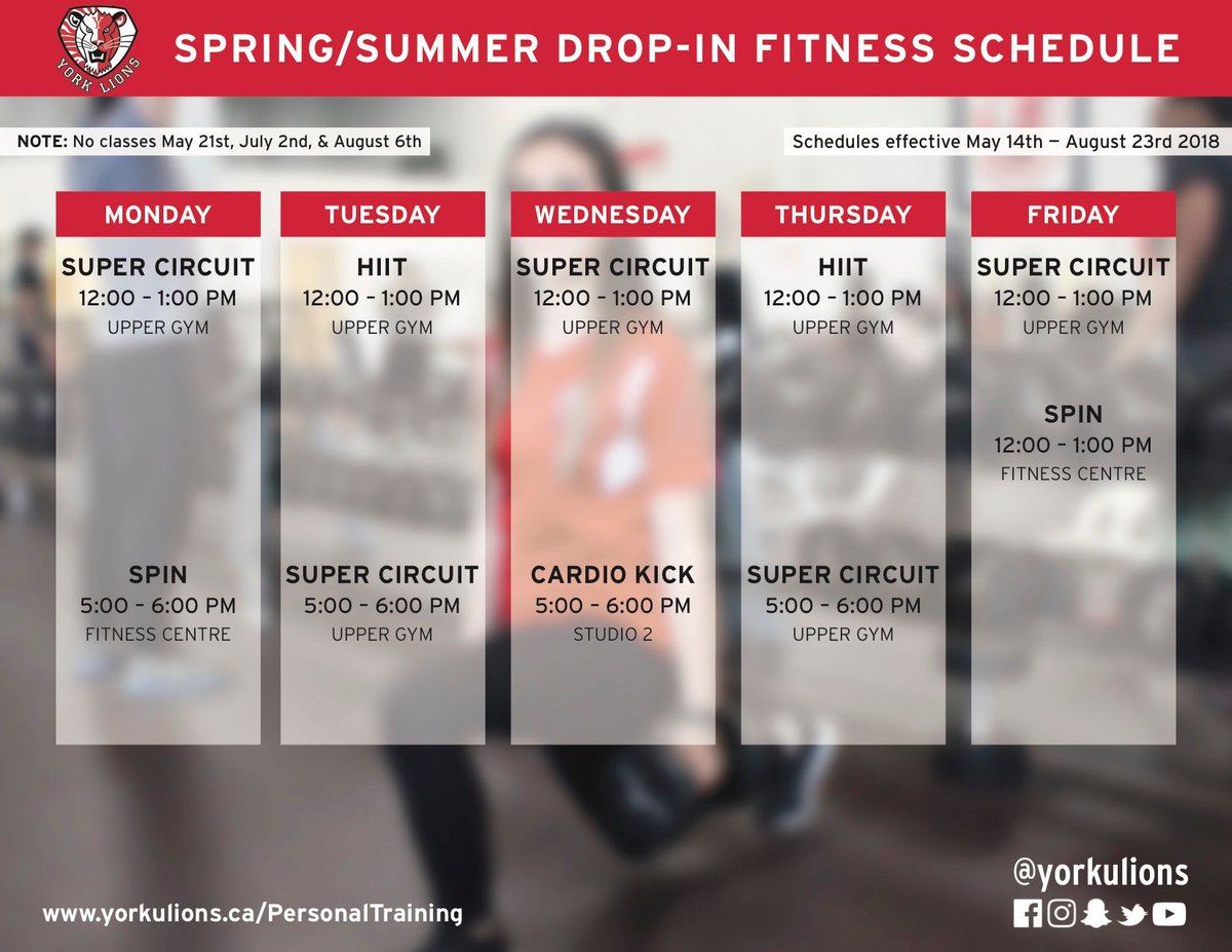 YorkURecreation's tweet photo. 2 Weeks Until the Spring/Summer Drop-In Classes Run! Here's the Schedule! https://t.co/40MHvDrPGf