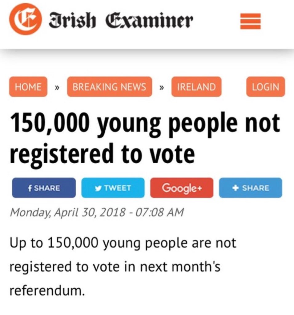 JamesKavanagh_'s tweet photo. This is slightly frightening. If you’re eligible to vote and haven’t yet registered - please do. You’ve one week and your vote is needed. #RepealThe8th #TogetherForYes ❤️ https://t.co/Zadu7qmCSC