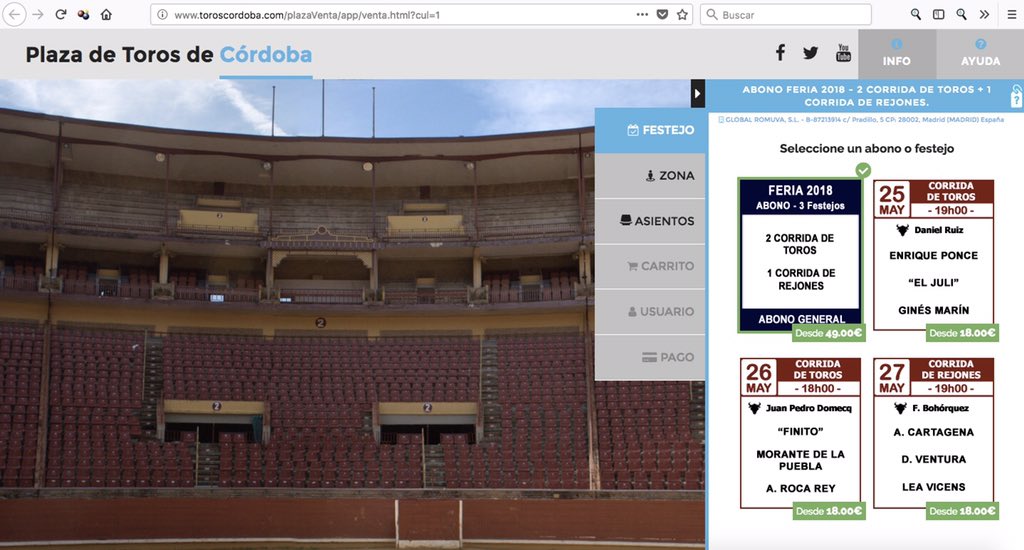 CÓRDOBA. Compra tu abono desde casa de forma fácil y sencilla. Entra en fitauromaquia.com.