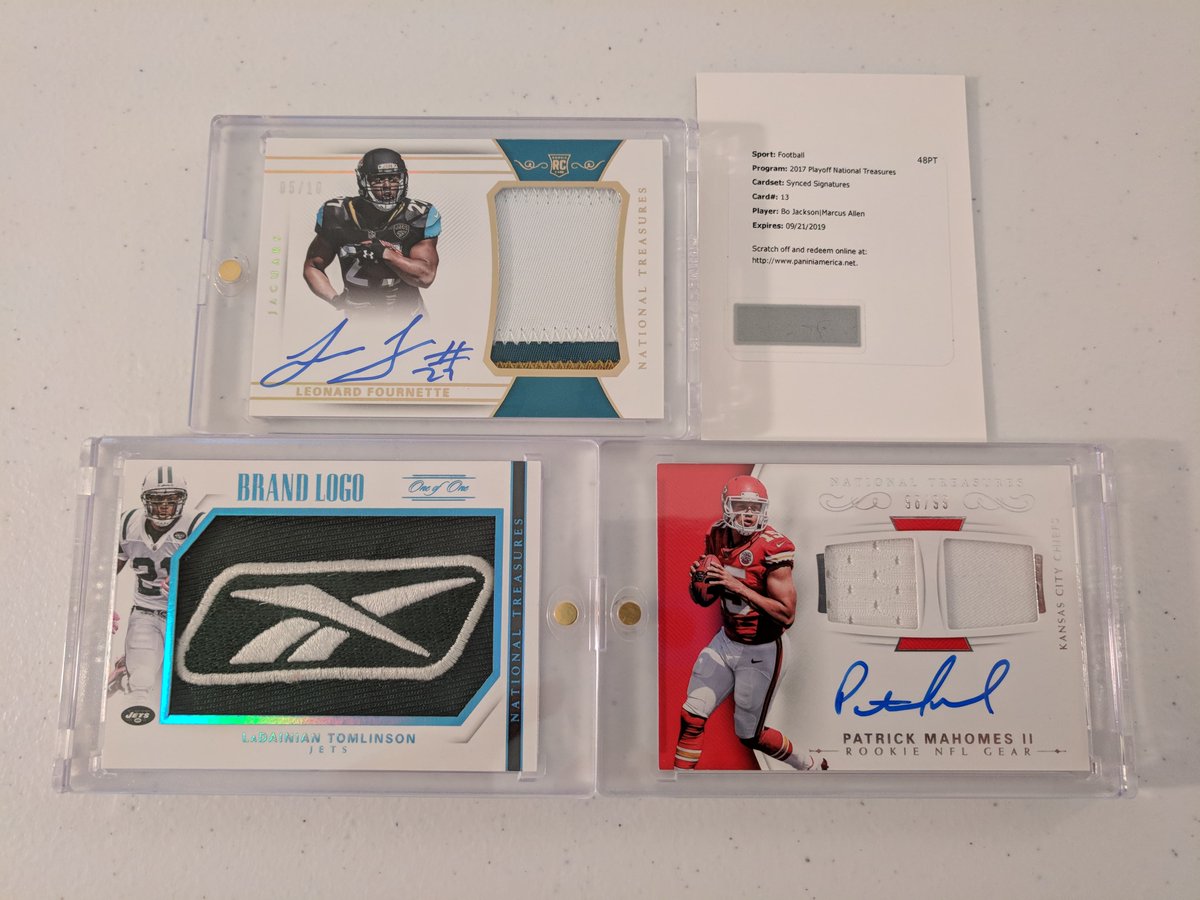 scigroupbreaks's tweet image. Back to back insane cases @PaniniAmerica 2017 National Treasures @_fournette @PatrickMahomes5 @LT_21 @MarcusAllenHOF @BoJackson #Reeboklogo #PatchAuto #RPA Take a moment to register with out website scigroupbreaks.com to hop in! All new products, on release day, in quantity!