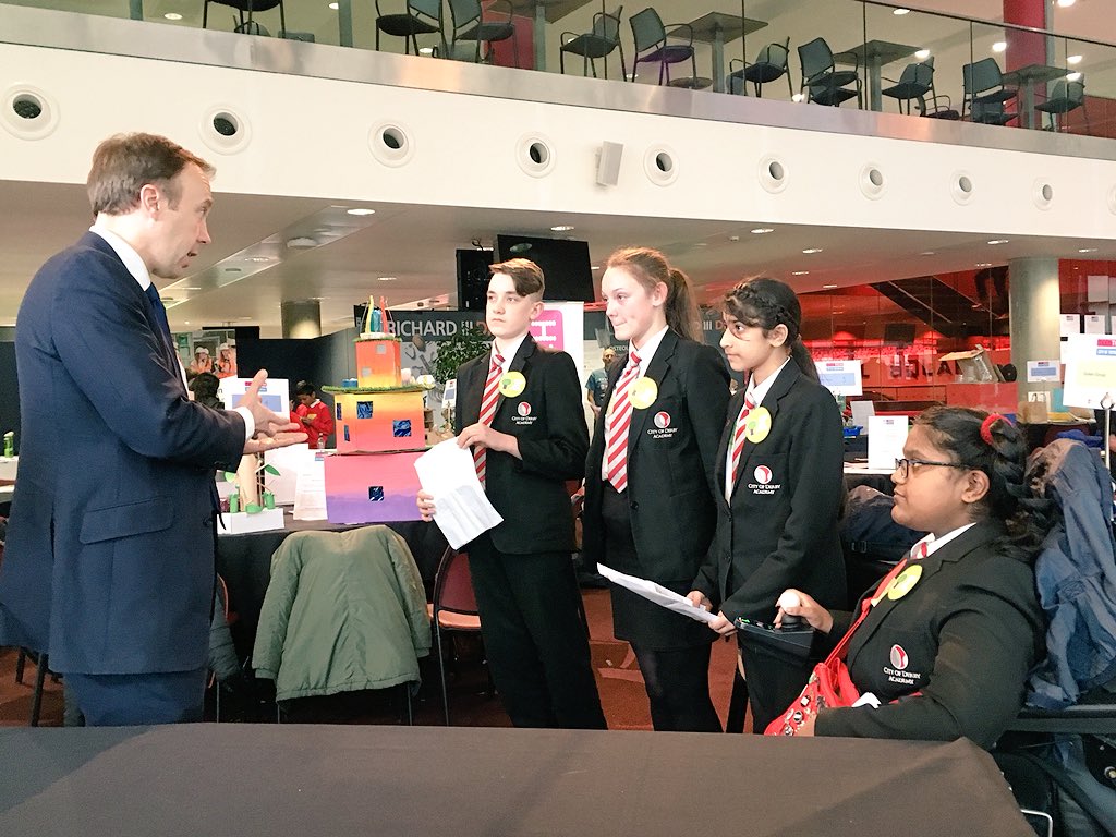 DCMS's tweet photo. DCMS Secretary of State @matthancock is touring the #TTCityOfTomorrow alongside @maggiephilbin, CEO of @teentechevent, which is inspiring students in STEM subjects and increasing awareness of the diverse #DigitalSkills career pathways #UKDigitalStrategy https://t.co/nyXxKpkYav