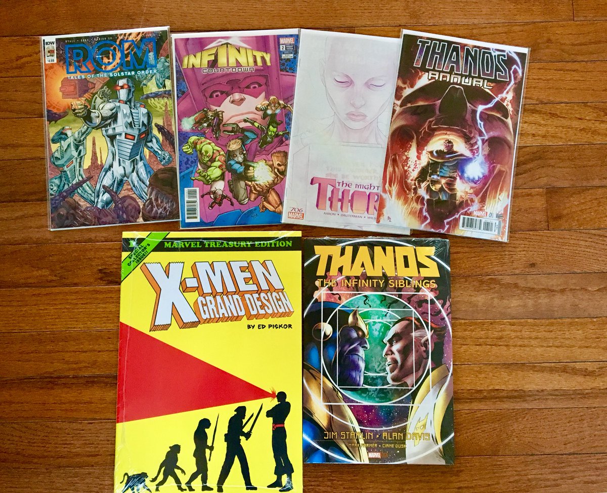 dano_cosmic's tweet photo. Recent @DCBService haul, can’t wait to get reading!

#ROM #ROMSpaceknight #InfinityCountdown #Thor #Thanos #CosmicGhostRider #Galactus #XMen #GrandDesign 
#InfinitySiblings #ChrisRyall #GuyDorian #SalBuscema #GotG #Nova #RonLim #JimStarlin #Marvel #AlanDavis #MarvelCosmic https://t.co/rCAPg6evxJ
