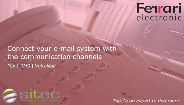 SitecTechnology's tweet photo. Your Fax Has a Future - Now with DirectSIP Fax-Over-IP Solution by @ferrari_el #SecureFax #SecureEmail
https://t.co/Ebr4O1Q2Ot
Don't delay, contact us now sale@sitec.ae https://t.co/UaxHyNheqp