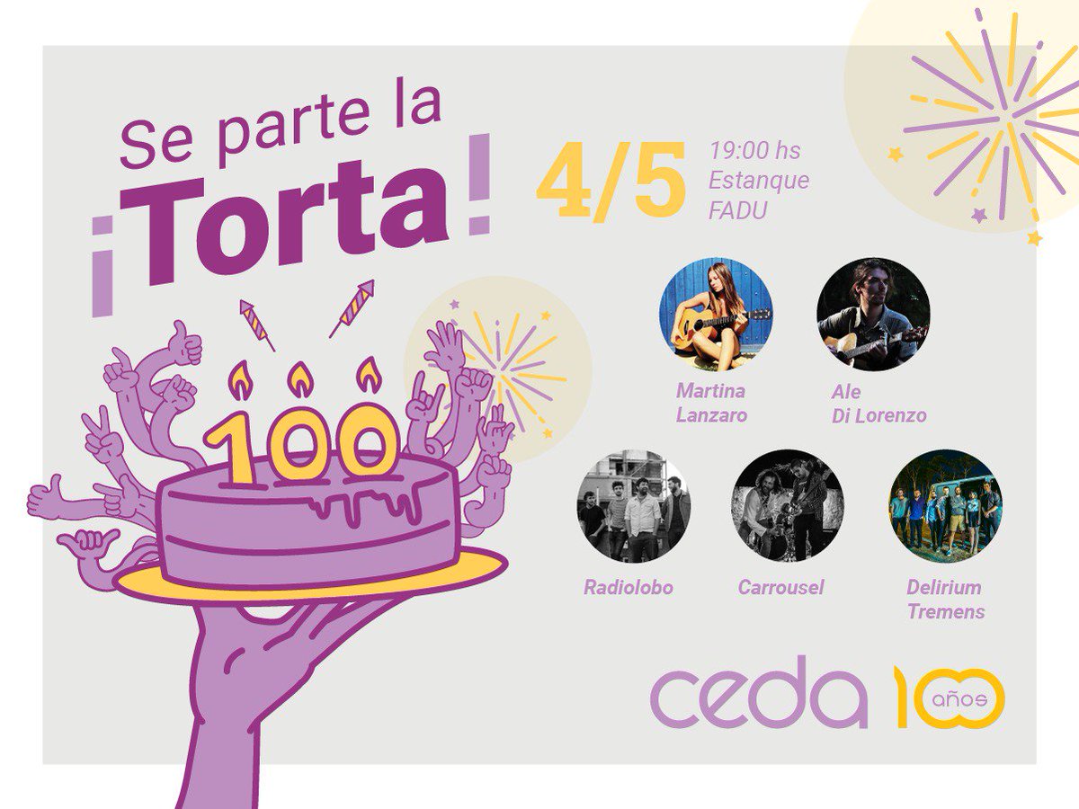 Festejamos todes y tiramos el CEDA por el estanque! 

Festejamos en el estanque estos 100años recorridos, con música, torta, brindis y más, junto a las generaciones q vinieron y las q vendrán,para seguir construyendo en colectivo un CEDA.Vamos a celebrarlo! <a href="/asceepfeuu/">FEUU - URUGUAY</a> @sauorguy