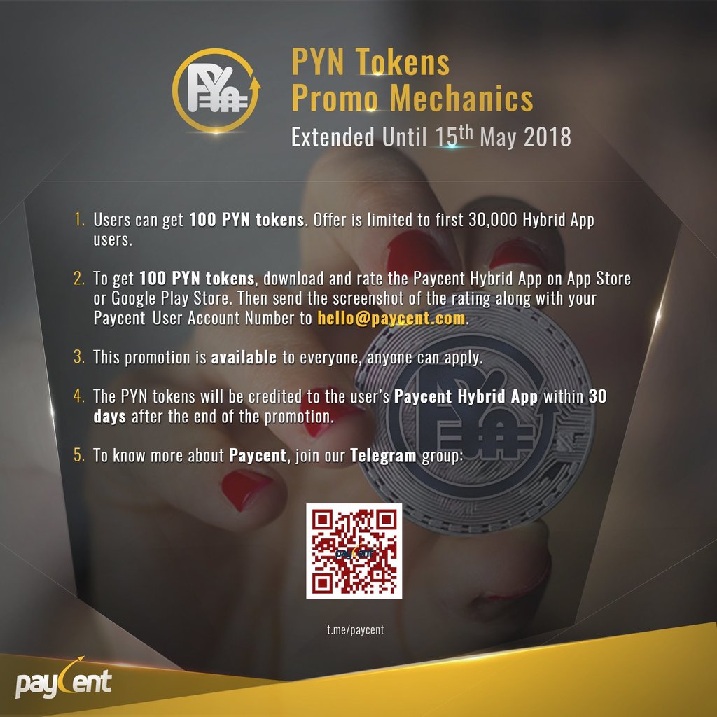 MycoinsBot's tweet photo. #Paycent #paycentos PaycentGlobal : #MotivationMonday Get FREE PYN tokens today! See the mechanics here and catch the #PaycentPromo now extended until 15th May 2018: https://t.co/4vHIDoSINE (via Twitter https://t.co/cxqs37sMdw) https://t.co/TEsGPsI8kF