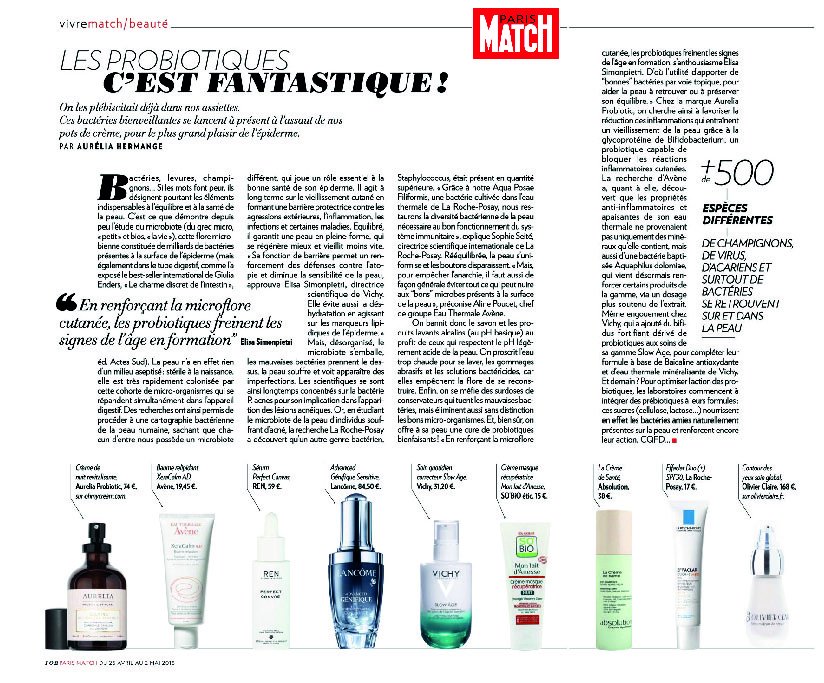 Dans <a href="/ParisMatch/">Paris Match</a> coup de projecteur sur les probiotiques, bactéries qui agitent de manière significative  contre le vieillissement cutané en formant une barrière protectrice contre les agressions extérieures.