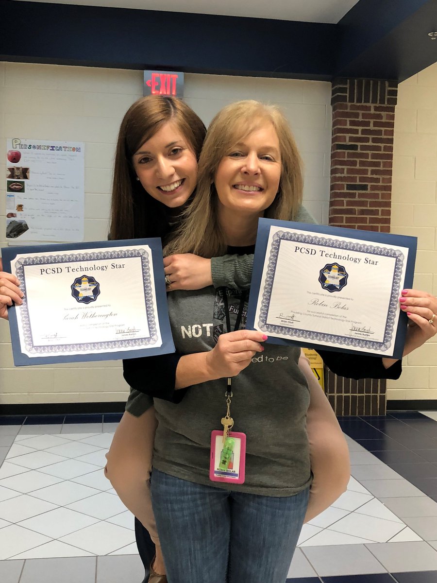 jbartonPCSD's tweet photo. Congratulations to our two new #PCSDTechStar teachers, Robin Bolas and Sarah Wetherington from Shelton Elementary! They use #edtech to #EngageInspirePrepare https://t.co/NcrJDuGicB