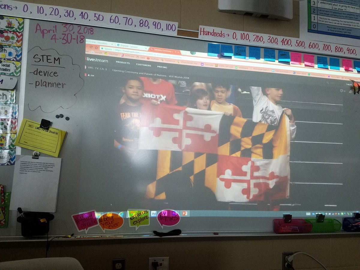 mrshesen's tweet photo. Go MD teams! Go LMES! Opening Ceremony at Worlds. #VEXRobitics @MrPenn31 @MrsRothLMES @williamsonlmes @LyonsMill @LMESRobotics @CLeonardLMES @MsGinexLMES https://t.co/4krH5cLj4y