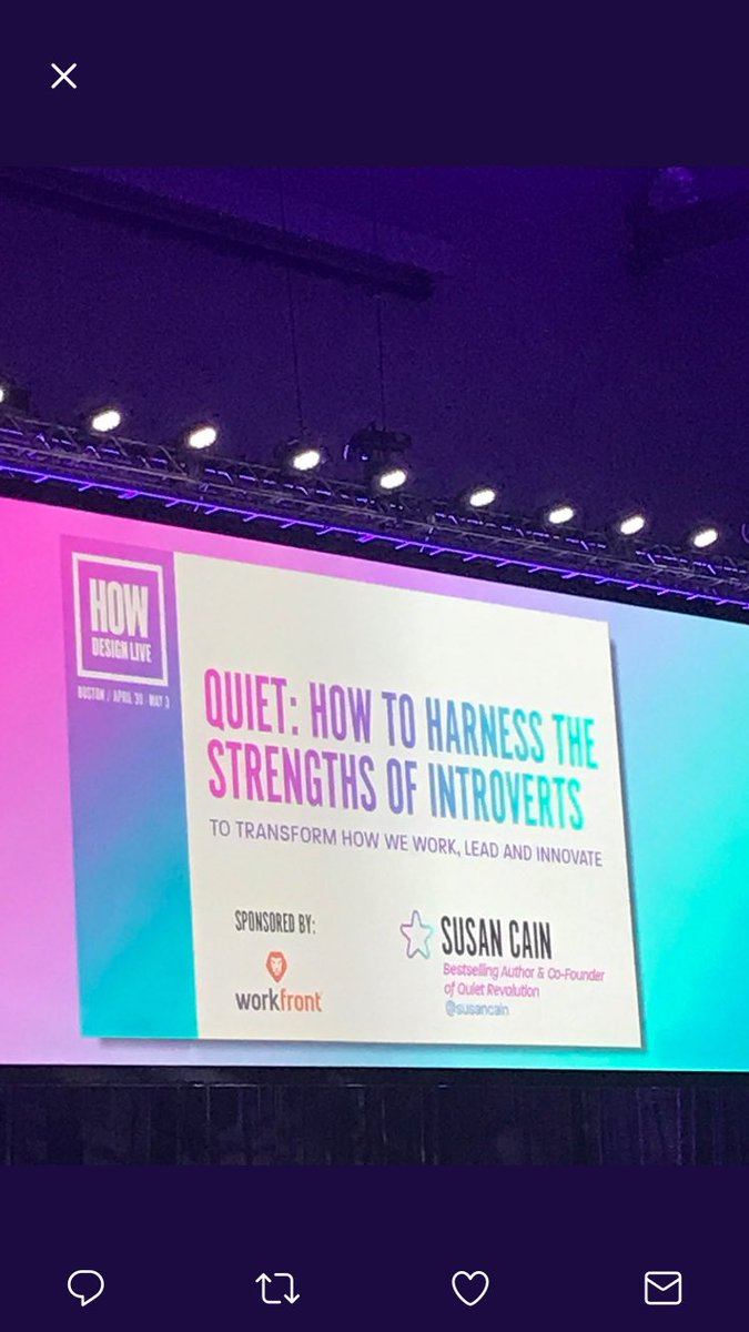 BulletproofIntl's tweet photo. Kicking off #howlive with a talk by @susancain on the power of introverts #rethinkcreativity #solitudematters https://t.co/E4AplDdSGL