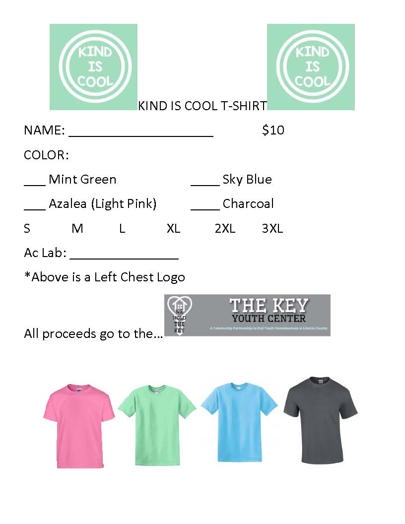 stuco_tbhs's tweet photo. "Kind is Cool" sales begin today.  All proceeds go to a great cause here in Lincoln County @TheKeyYouthInc https://t.co/YSTjaEGyL7