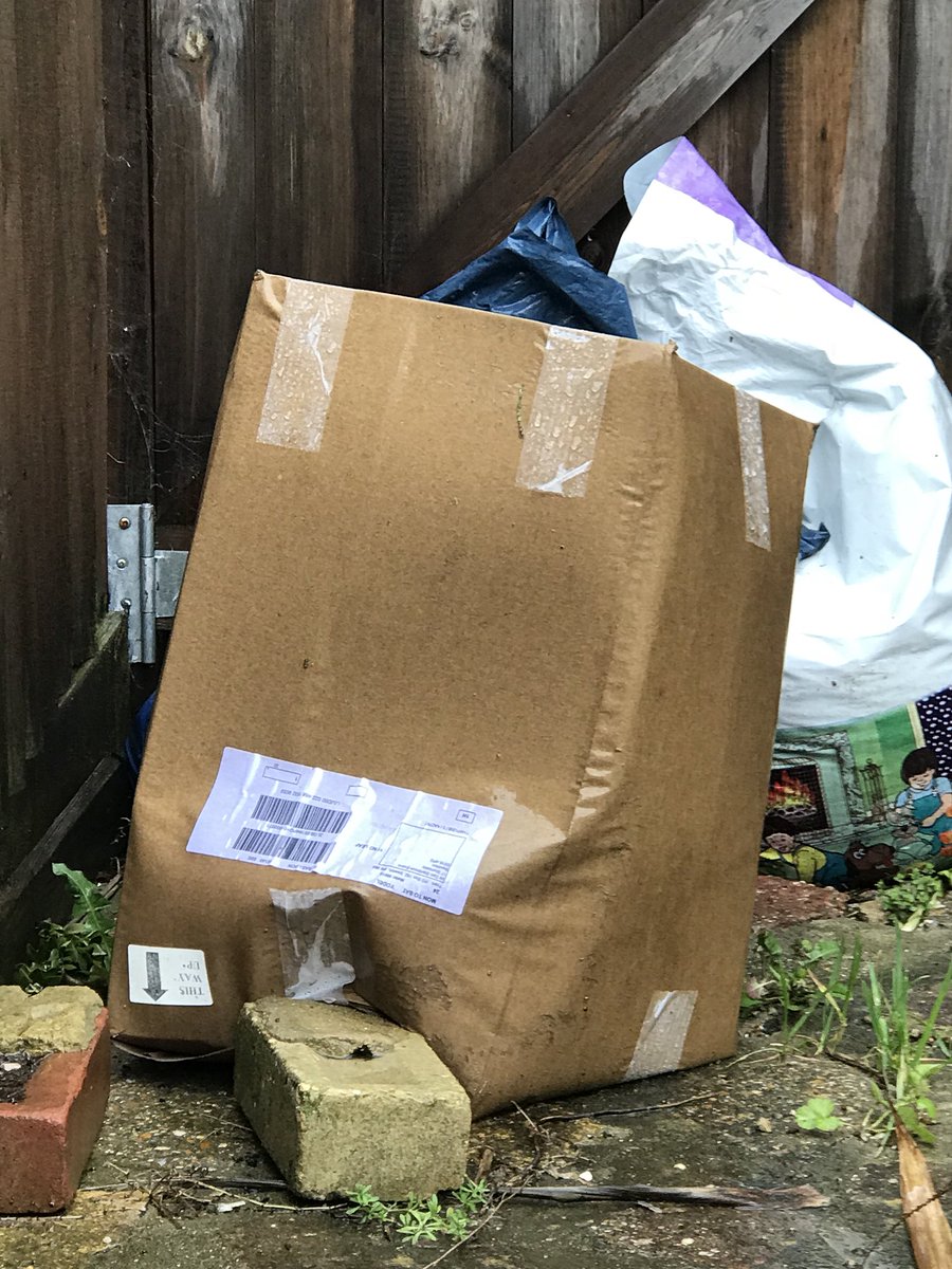 danstandaman's tweet photo. @YodelOnline is this an adequate delivery? Thrown over my back fence, upside down and damaged....and has spent 3 days in the rain... #uselessdeliveryman @YODELhell https://t.co/PF2NrBaGzX