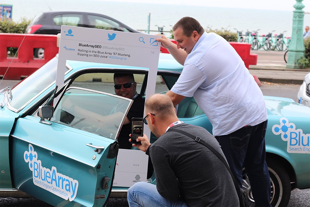 bluearrayseo's tweet photo. The whole of BrightonSEO loving the Blue Array Mustang! Great day meeting the rest of the SEO community as per usual. Roll on September! #BrightonSEO #SEOengine https://t.co/rl1eKmTi38