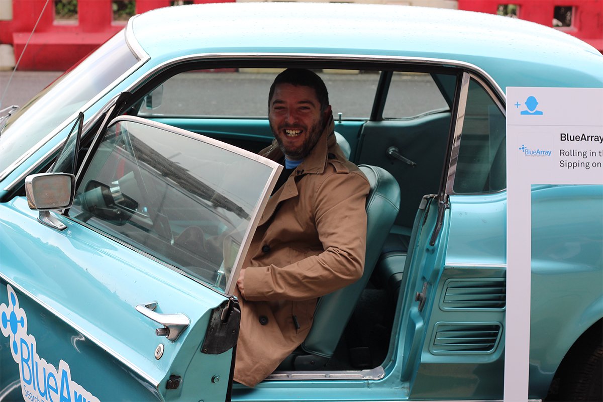 bluearrayseo's tweet photo. The whole of BrightonSEO loving the Blue Array Mustang! Great day meeting the rest of the SEO community as per usual. Roll on September! #BrightonSEO #SEOengine https://t.co/rl1eKmTi38