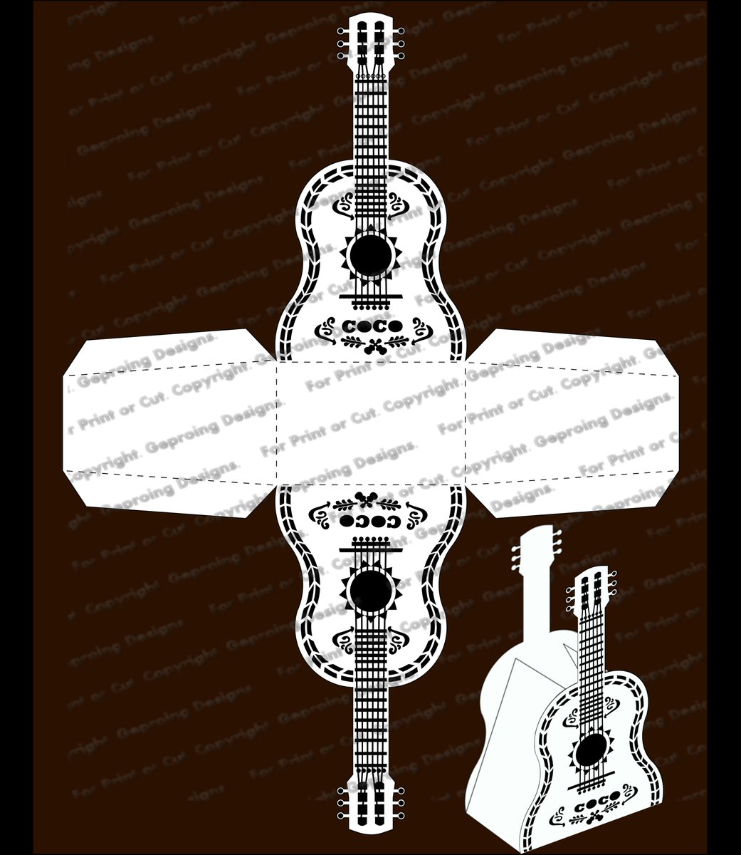 Guitar Coco Box, Coco Party Supplies, Template Box, Coco Printable