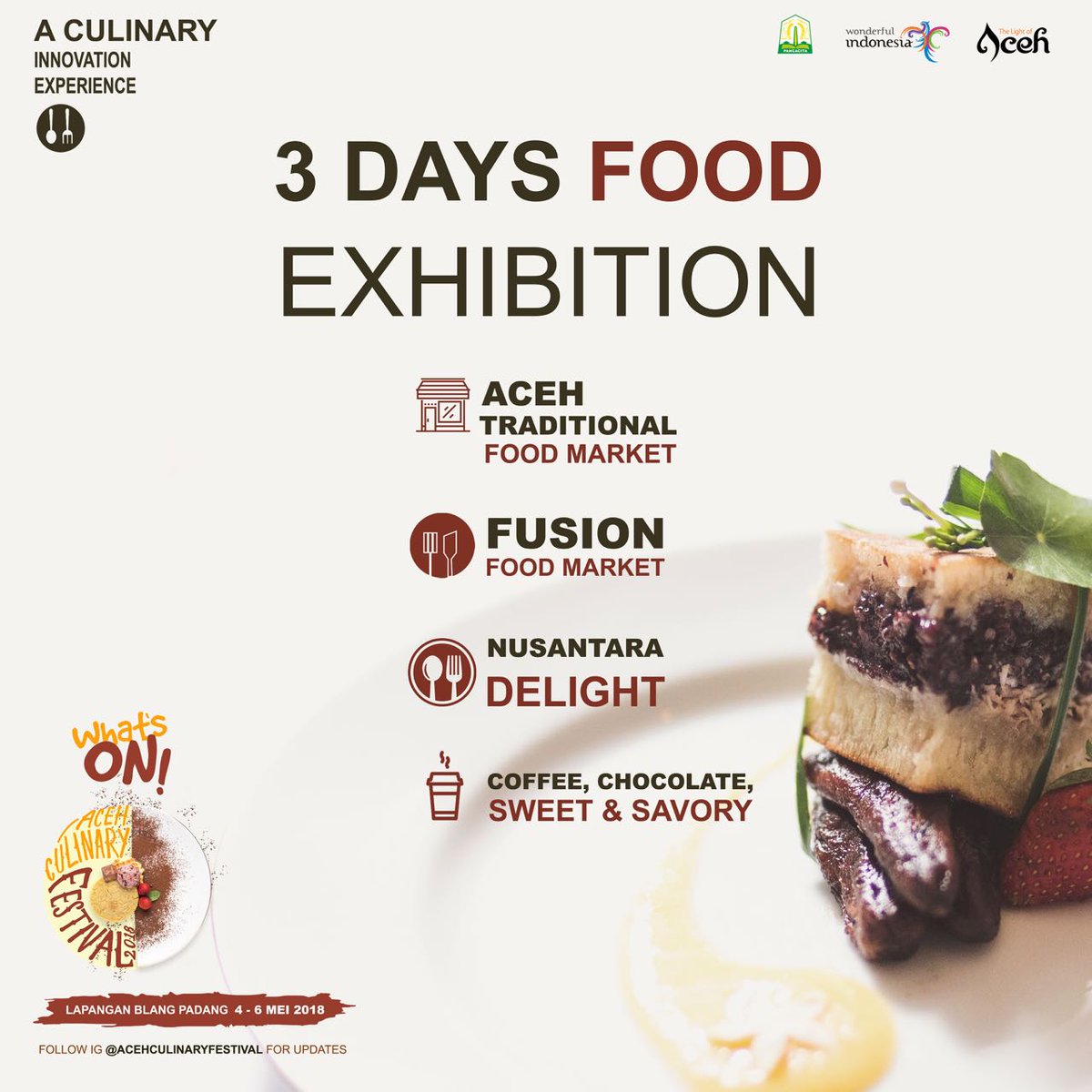 genpiaceh's tweet photo. Gelaran Aceh Culinary Festival 2018 hanya tinggal hitungan hari, 4-6 Mei 2018 di Lapangan Blang Padang Banda Aceh #AyokeAcehLagi https://t.co/5888SsT47J