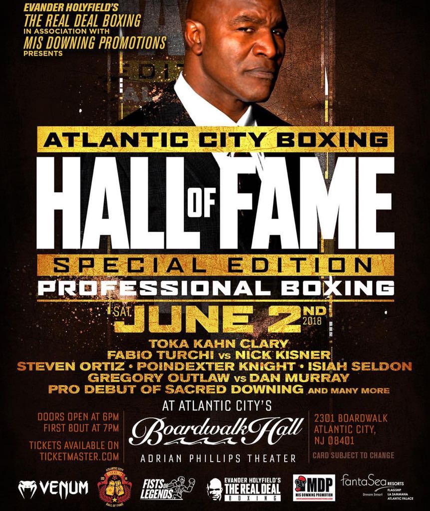 FistsOfLegends1's tweet photo. June 2nd we celebrate Evander Holyfield’s Hall Of Fame Induction with an action packed card in Atlantic City. You do not want to miss this!! @holyfield Tickets @www.therealdealboxing.com or https://t.co/0v0BthwgSZ #TeamRealDeal #TheRealDealBoxing https://t.co/WVNOjx29e2