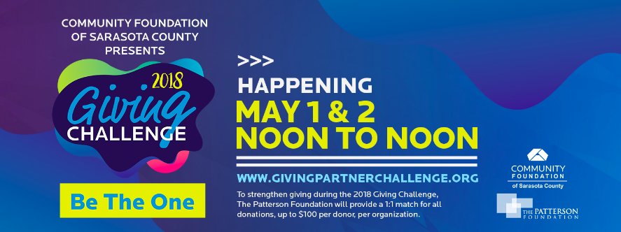 SpireCoLab's tweet image. Want to be an investor in creating good? #BeTheOne &amp;amp; get ready for the #GivingChallenge18! @ThePattersonFdn is matching donations 1:1 up to $100/donor, per org. you give to. #MondayMotivation bit.ly/2HIBkXo @CFSarasota @RoxieJerde #philanthropy #CommunityEngagement