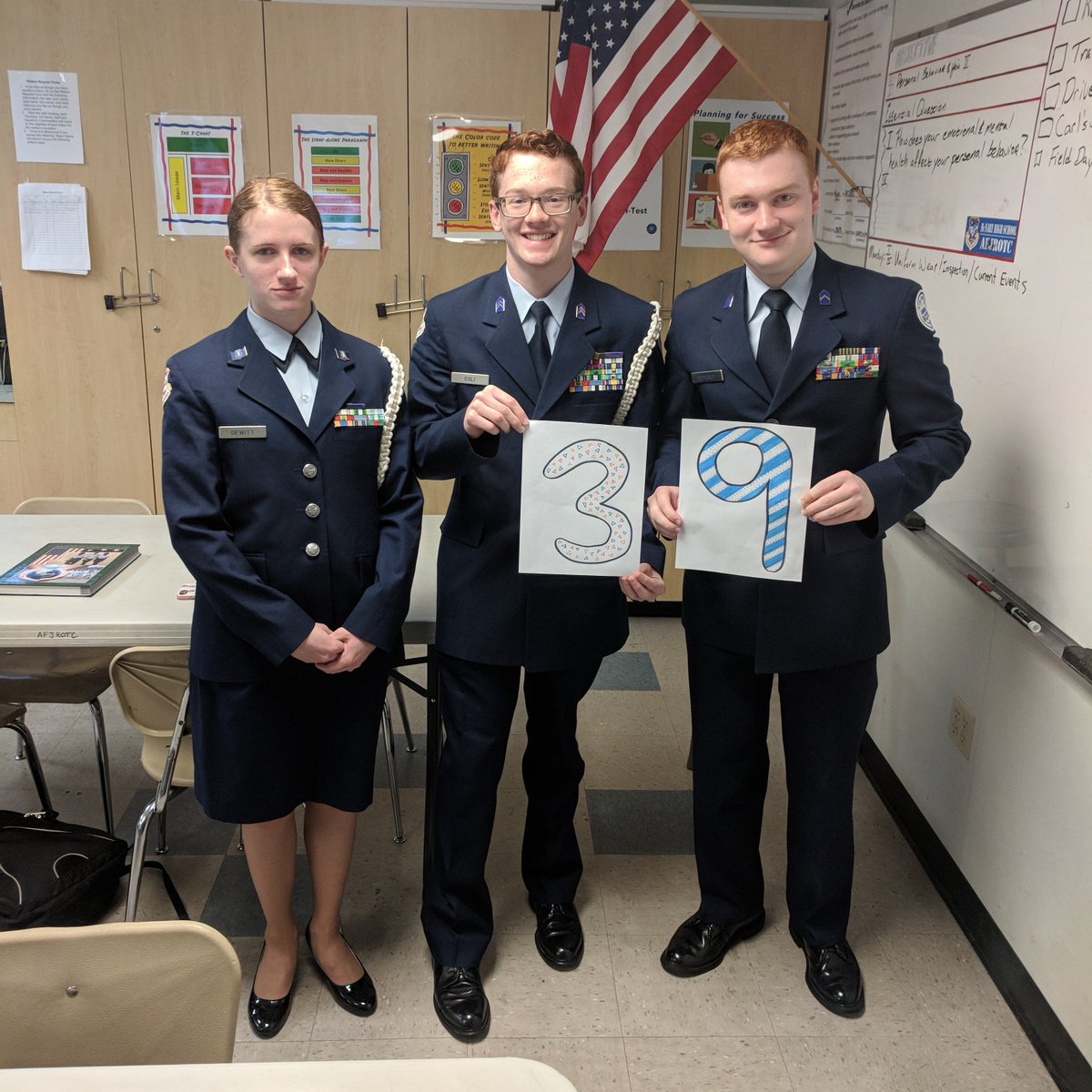 These are just 3 of McNary's proud AFJROTC Members! Mileana Dewitt, Austin Epperly, and Noah Egli are dedicated seniors and will go so far! 39 Days until graduation!