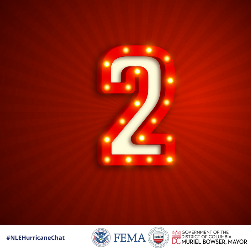 DC_HSEMA's tweet photo. In just 2 days, we'll be co-hosting the #NLEHurricaneChat with @FEMAregion3!
Join us on Wednesday, May 2, at 1 p.m. as we talk about hurricane preparedness and @fema's National Level Exercise. Learn more at https://t.co/7xJmCuBNbT and https://t.co/jvsRkCGtPr https://t.co/mJzGFyxdUz