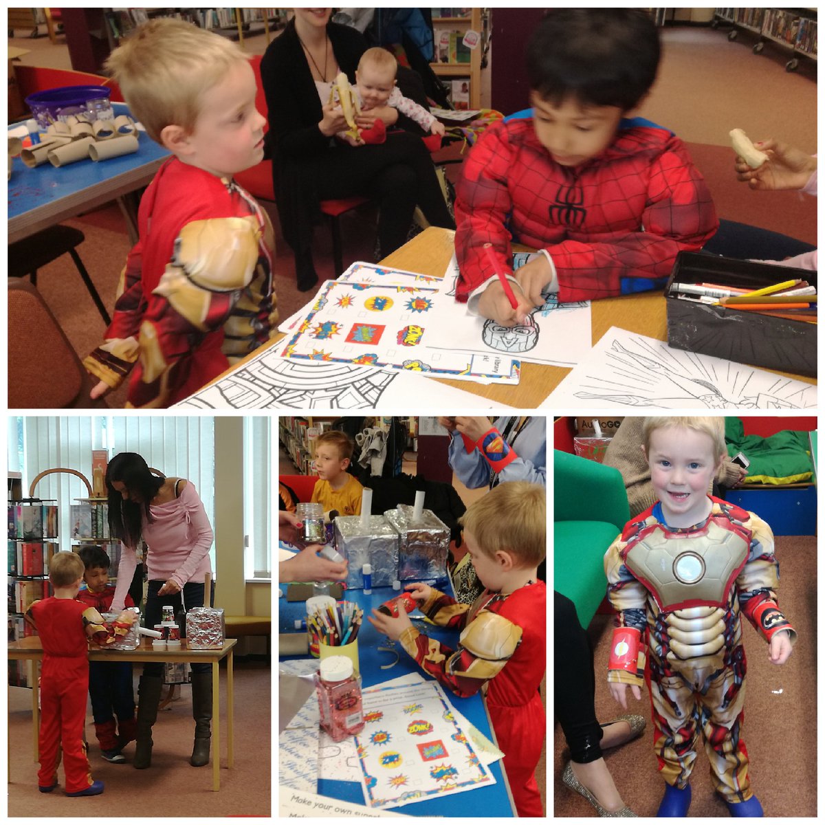 StaffsLibraries's tweet photo. We had a fantastic #WBDsuperpower day at #CodsallLibrary on Saturday after we were snowed off for #WBD2018 Kids and staff had great fun dressing up as their favourite super heroes and there were lots of awesome activities! @dkbooks @readingagency https://t.co/wRA5ANad65
