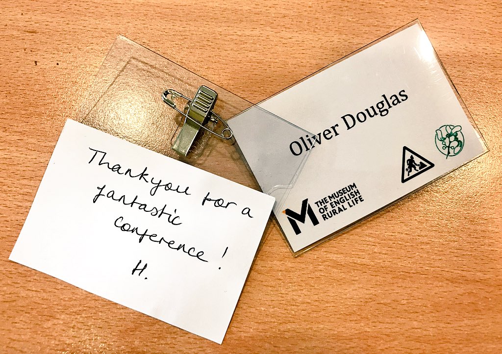 OllieDouglas's tweet photo. Lovely note from Helen Frisby on the back of her @FolkloreSociety conference badge #WorkingLife2018 https://t.co/ix3OUIOFpE