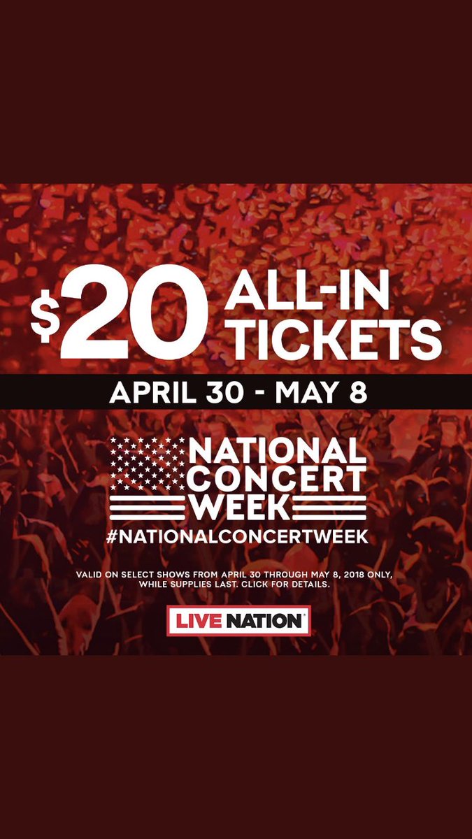 HighKickMag's tweet photo. This week it’s @LiveNation’s #NationalConcertWeek !! What are you waiting for go now through May 8th #TixFor20 https://t.co/9h4GNaybsJ https://t.co/opPc4inW2V