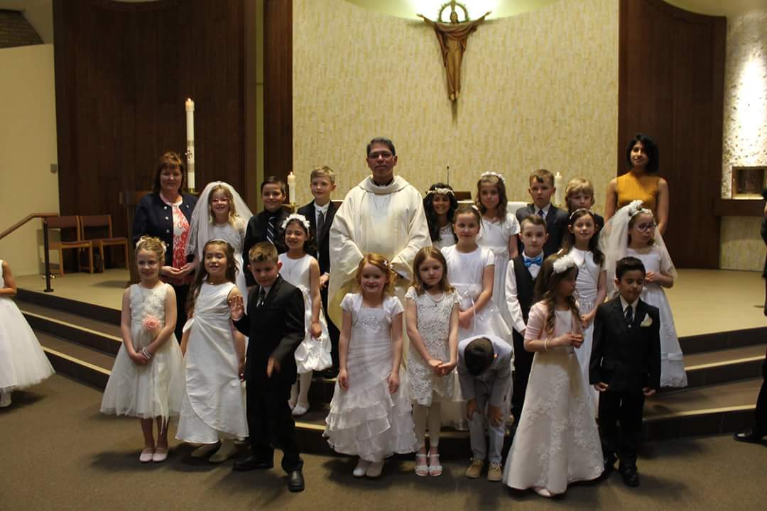So proud of OLV's students on their first communion today. <a href="/OLVMWolverines/">Our Lady of Victory</a>