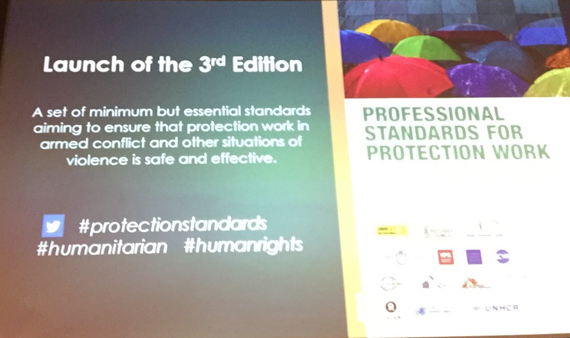 KathrineStarup's tweet photo. We are about to start: Launch of the #ProtectionStandards @ICRC @DRC_dk https://t.co/i3TW7brxGO