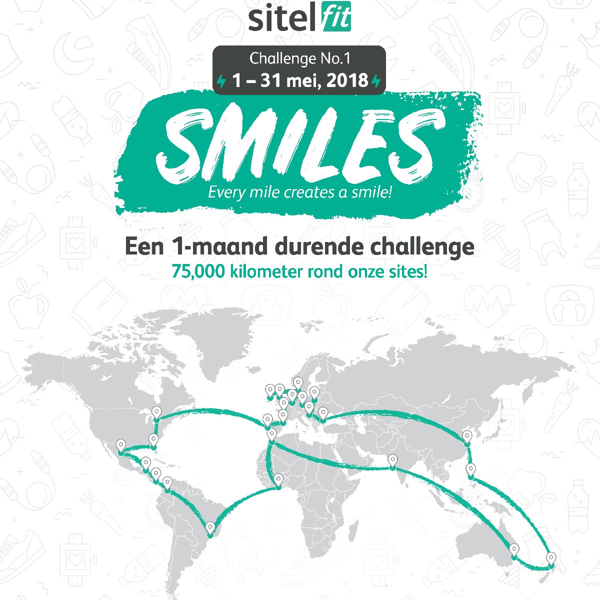 Sitel_Nederland's tweet photo. #Smiles: vanaf 1 t/m 31 mei zetten zich Sitel Group Teams in voor een goed doel. De drie winnende teams beslissen welk goed doel de donatie ontvangt. :)
#SitelFit: een maand vol sportief plezier! 
#SmilesChallenge #PeopleFirst #EmpowerHumans https://t.co/rd16hXRvER