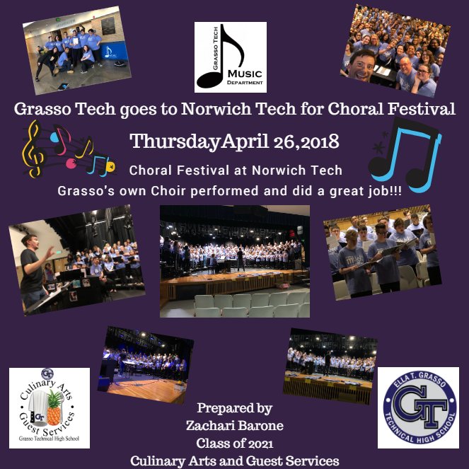 GrassoTech's tweet photo. Great job Choir at the festival can’t wait for next year! Thur. April 26, at the CTHSS Choral Festival at Norwich Tech  which a few of them have the conductor Mr. Chris Wasko and students from Norwich Tech, Grasso Tech, Prince Tech and Kaynor Tech. #grassotech #norwichtech https://t.co/HgHQWG3pIt