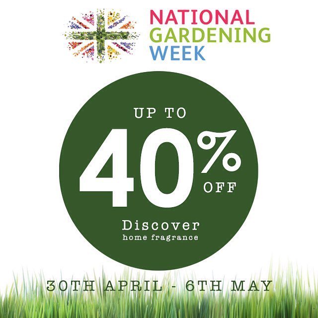 LoveAromaStore's tweet photo. UP TO 40% off National Gardening Week. What's your favourite floral fragrances? #nationalgardeningweek #garden #lovearoma #offer #fragrances #flowers https://t.co/DbupHGf7ly https://t.co/ooBlnx8bU3