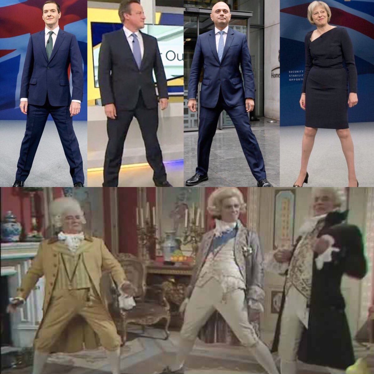 JamesMelville's tweet image. It looks suspiciously like Blackadder has given body language lessons to the Tories.