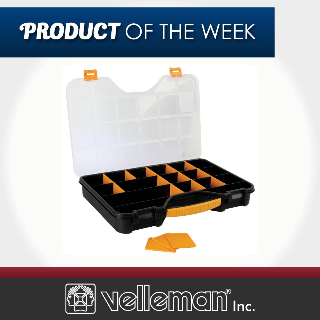 This week's product of the week is the Perel OMR24: 24 in. Storage Box.

The OMR24 has 18 adjustable and 2 fix compartments for easy storage customization. 

Available now: vellemanusa.com/products/view/…