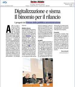 a_vicinanza's tweet photo. Il @CorriereAdriati dedica un articolo al #FORUMPAMarche intitolato "Digitalizzazione e sisma. Il binomio per il rilancio" @RegioneMarcheIT @manuela_bora @EngineeringSpa @FPA_net @FPAsocial @2020FesrMarche @uniurbit @UnicamUffStampa @usrc_it @Cluster_Marche @CittadinidiTwtt https://t.co/R6d8m4Mste