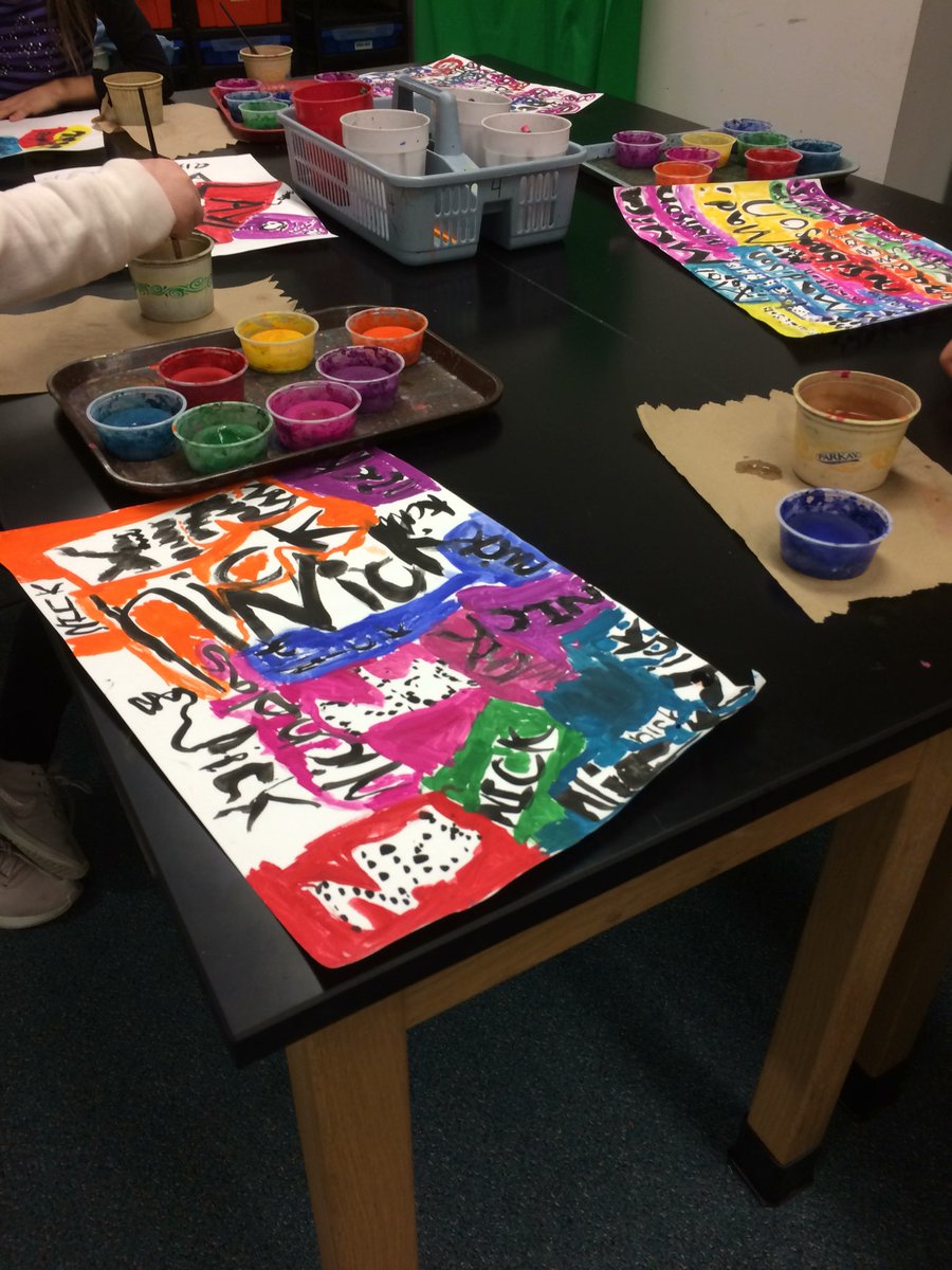 JudyEnglish123's tweet photo. Abstract name painting with 2nd. #rcsdpirates https://t.co/d50YAXoFZn