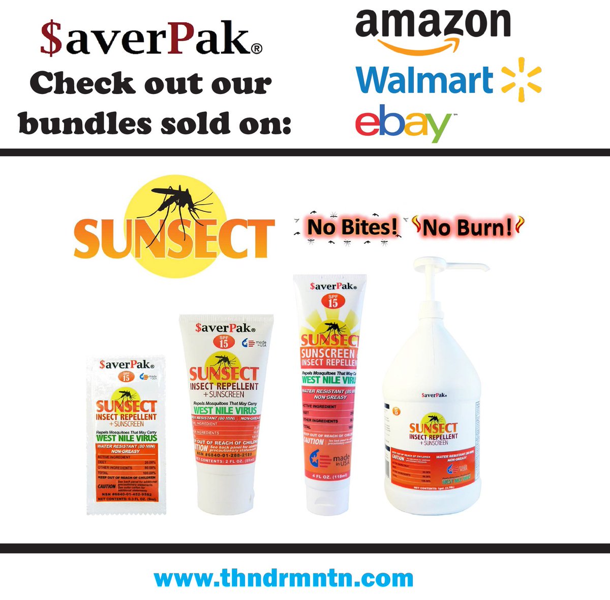 ThndrMntn's tweet photo. Awesome Product! Sunscreen + Insect Repellent.#SaverPak,#Thndrmntn,#MondayMotivation,#Spring,#Sunscreen,#InsectRepellent,#Sun,#Sunny,#sunnyday, #Bugbites,#Amazon,#Walmart,#ebay https://t.co/EbpQaqBJ6O