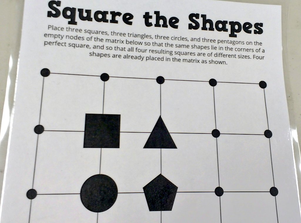 mathequalslove's tweet image. Will students be able to square the shapes this week on the puzzle table? #mtbos #iteachmath #puzzletable #teach180